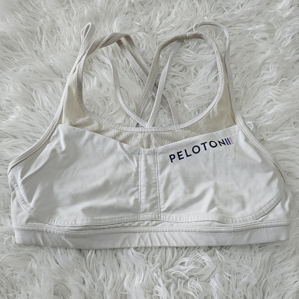Peloton White Sports Bra with Logo
